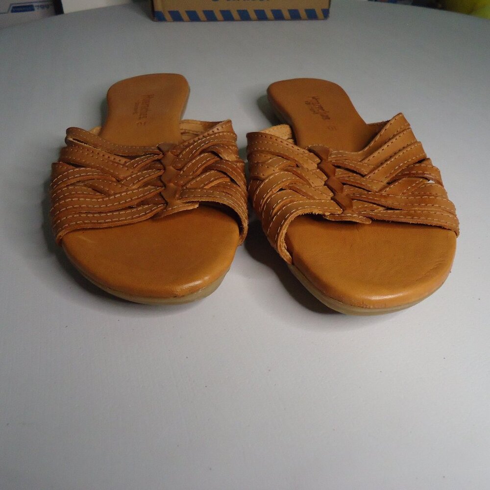 Huaraches by BearPaw Elisa Luggage Leather Flat Slip On Strappy Sandal Size 10